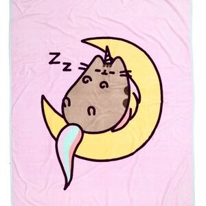 Pusheen the cat Pink Yellow Moon Unicorn Pusheeniecorn Throw Blanket 48x60